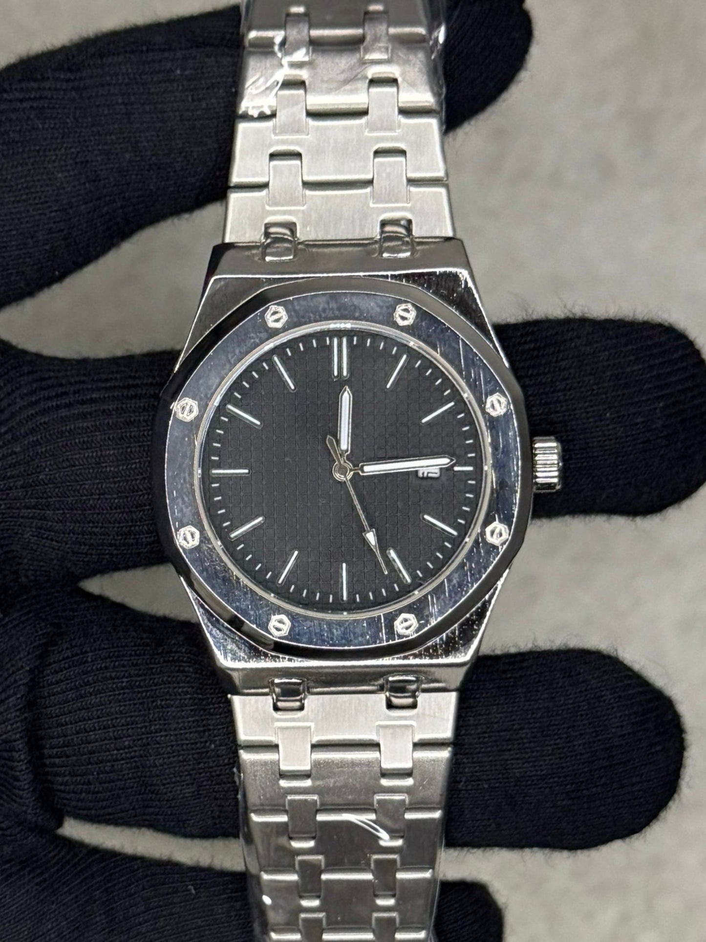 AP Silver Black 42MM | Paslanmaz Çelik