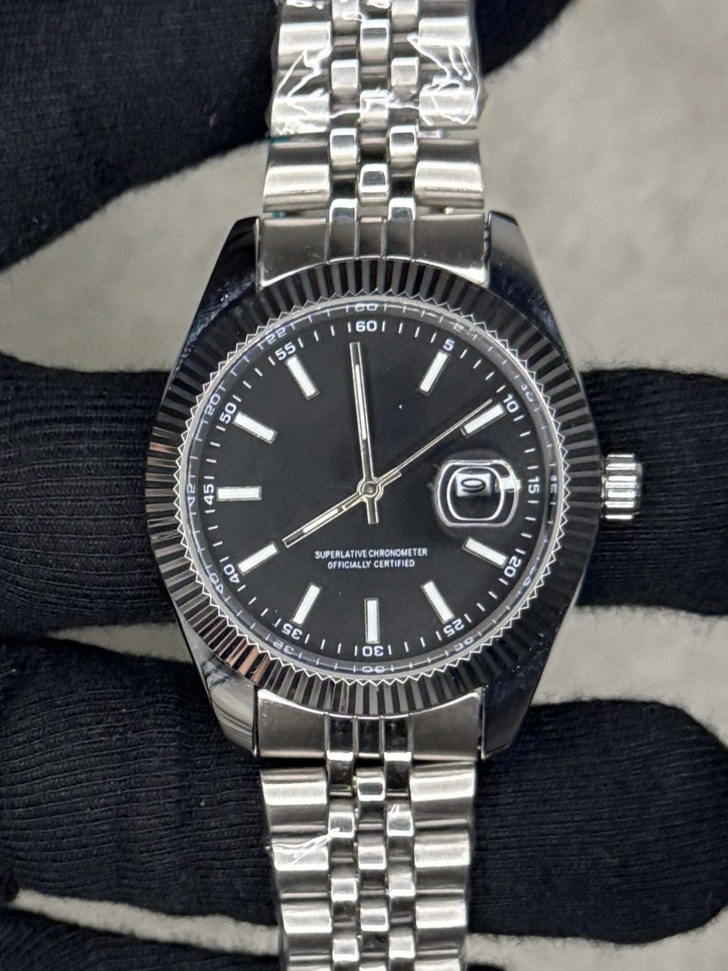 RLX DJ Silver Black Fluted | Paslanmaz Çelik